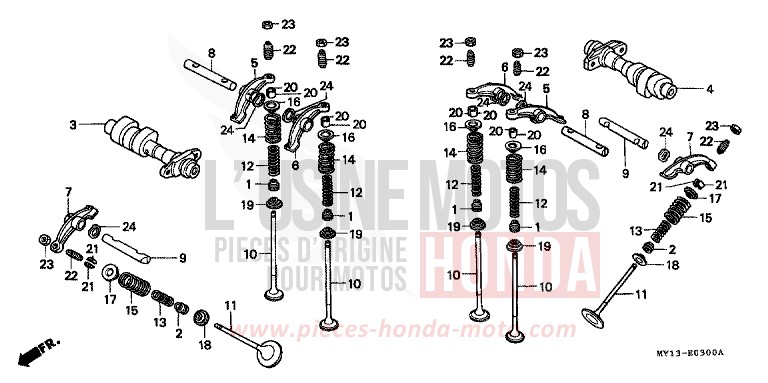 ARBRE A CAMES/SOUPAPE de Africa Twin 750 SAHARA BULE METALLIC (PB273) 2000